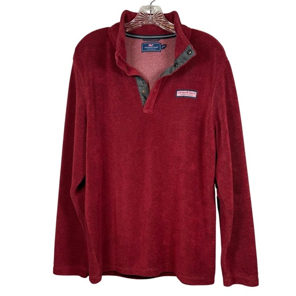 VINEYARD VINES Performance Pullover Fleece, Maroon/Burgundy, Size Medium - Picture 1 of 8